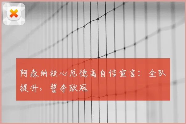 阿森纳核心厄德高自信宣言：全队提升，誓夺欧冠